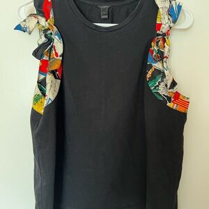 J. Crew Black Ruffled Tank Top with bow ties